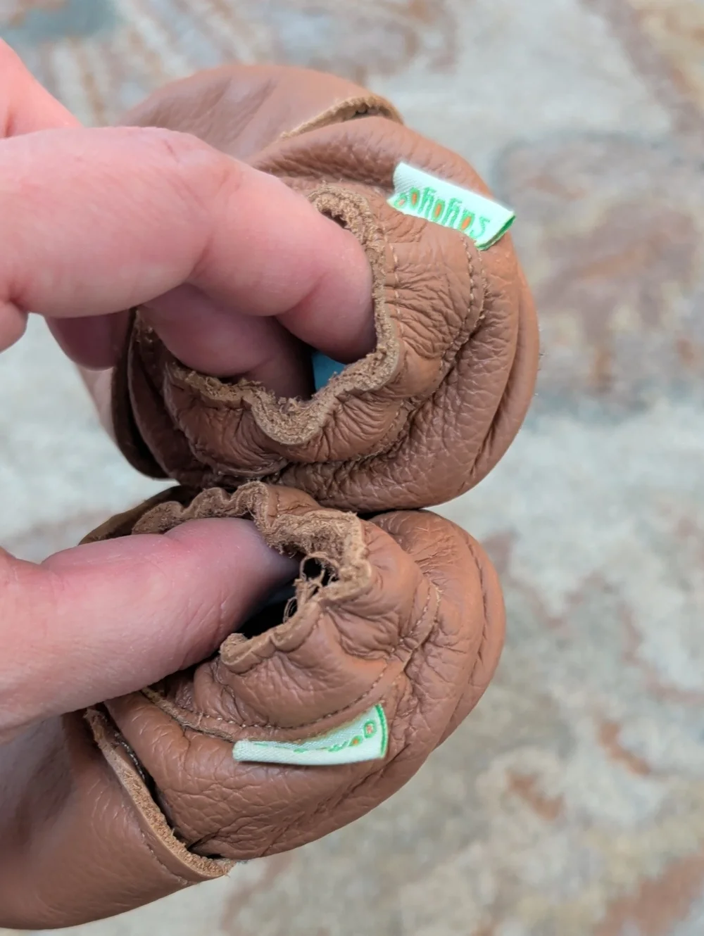 Sayoyo Kids Soft Leather Moccasin Slip-Ons in Brown